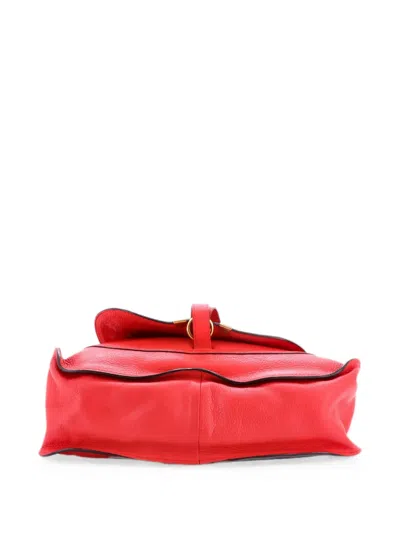 Pre-owned Chloé Marcie Leather Large Shoulder Bag In Red