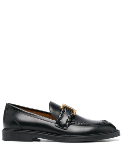Chloé Marcie Leather Loafers In Black