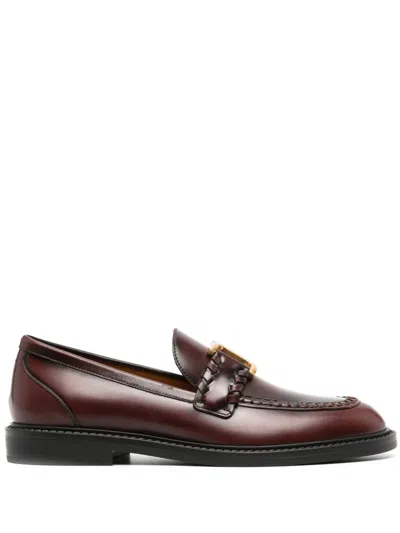Chloé Marcie Leather Loafers In Red