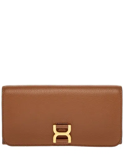 Chloé Marcie Leather Long Wallet In Brown