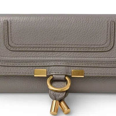 Pre-owned Chloé Marcie Leather Long Wallet (tri-fold) () In Gray