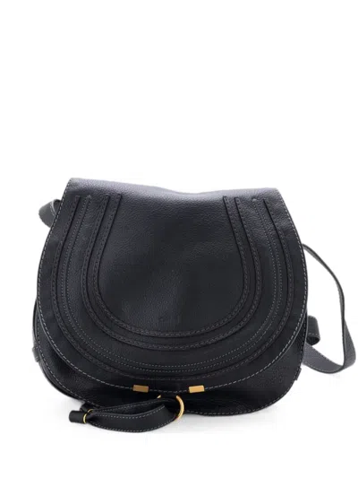 Pre-owned Chloé Marcie Leather Medium Crossbody Bag In Black