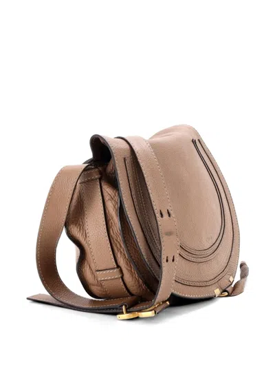 Pre-owned Chloé Marcie Leather Medium Crossbody Bag In Brown