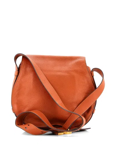 Pre-owned Chloé Marcie Leather Medium Crossbody Bag In Brown