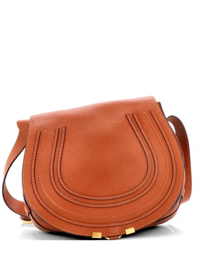 Pre-owned Chloé Marcie Leather Medium Crossbody Bag In Brown