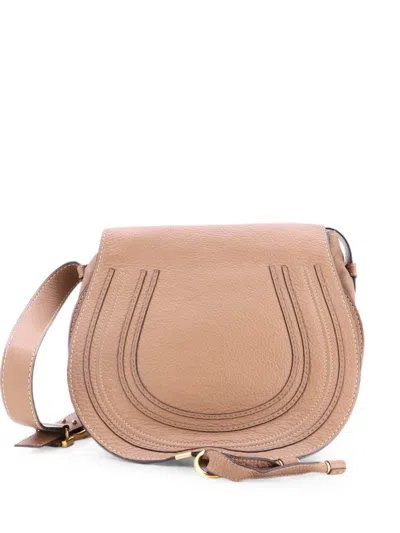 Pre-owned Chloé Marcie Leather Medium Crossbody Bag In Brown