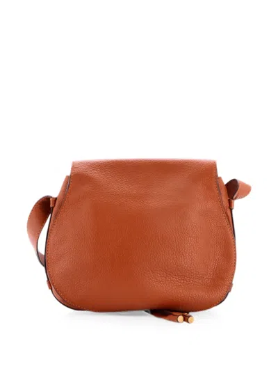 Pre-owned Chloé Marcie Leather Medium Crossbody Bag In Brown