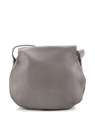 Pre-owned Chloé Marcie Leather Medium Crossbody Bag In Gray