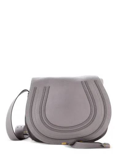 Pre-owned Chloé Marcie Leather Medium Crossbody Bag In Gray