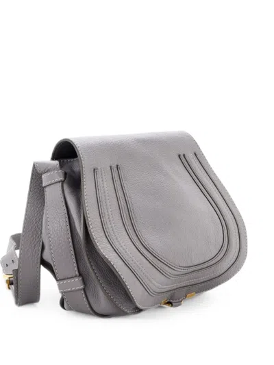 Pre-owned Chloé Marcie Leather Medium Crossbody Bag In Gray