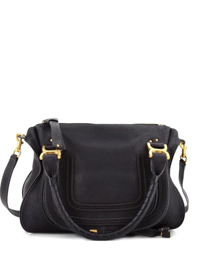 Pre-owned Chloé Marcie Leather Medium Satchel In Black