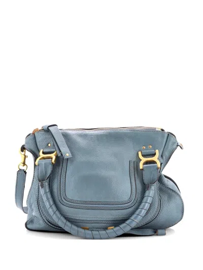 Pre-owned Chloé Marcie Leather Medium Satchel In Blue
