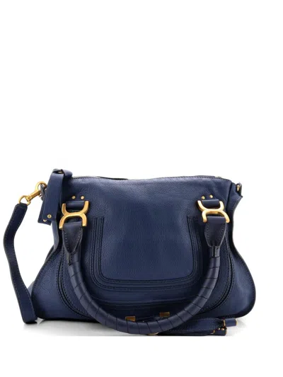 Pre-owned Chloé Marcie Leather Medium Satchel In Blue