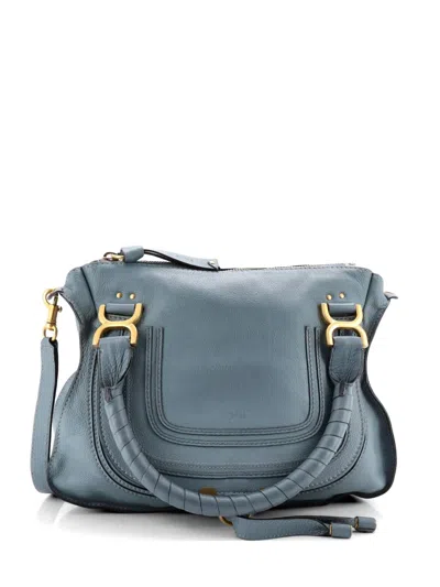 Pre-owned Chloé Marcie Leather Medium Satchel In Blue