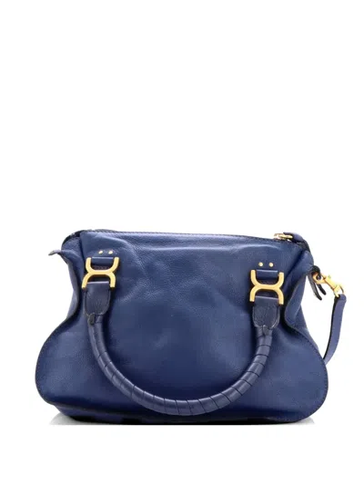 Pre-owned Chloé Marcie Leather Medium Satchel In Blue