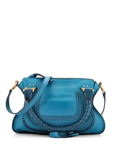 Pre-owned Chloé Marcie Leather Medium Satchel In Blue
