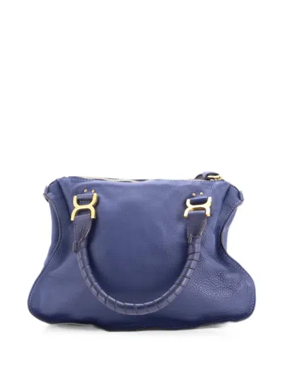 Pre-owned Chloé Marcie Leather Medium Satchel In Blue