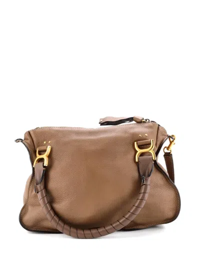 Pre-owned Chloé Marcie Leather Medium Satchel In Brown