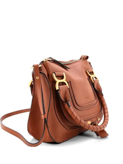 Pre-owned Chloé Marcie Leather Medium Satchel In Brown