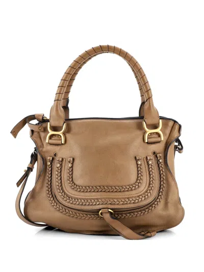 Pre-owned Chloé Marcie Leather Medium Satchel In Brown