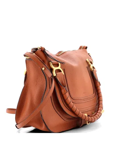 Pre-owned Chloé Marcie Leather Medium Satchel In Brown