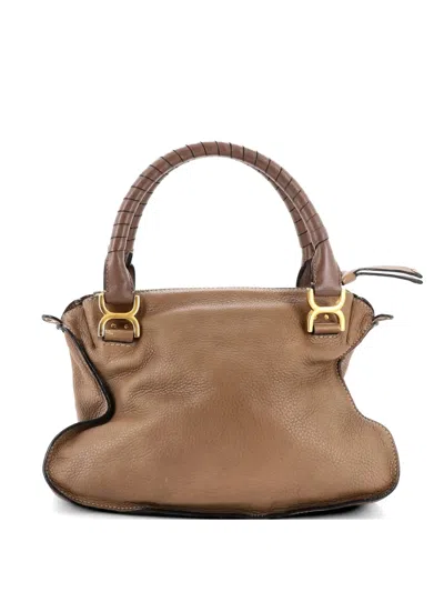 Pre-owned Chloé Marcie Leather Medium Satchel In Brown