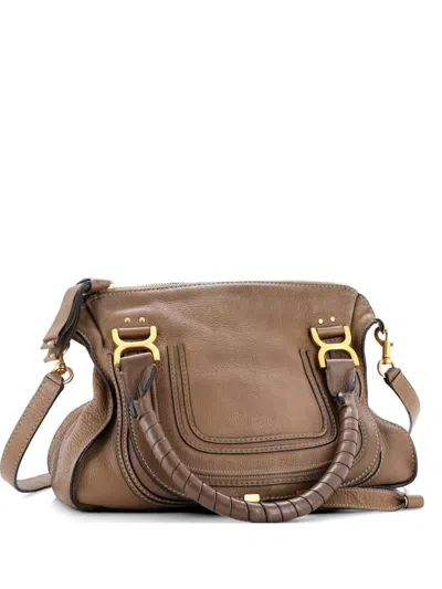 Pre-owned Chloé Marcie Leather Medium Satchel In Brown