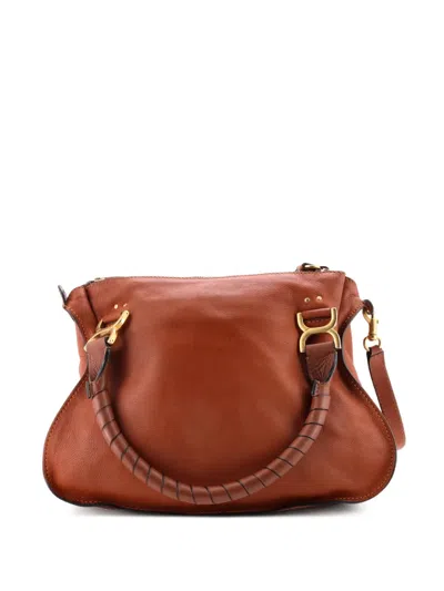 Pre-owned Chloé Marcie Leather Medium Satchel In Brown
