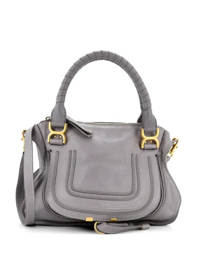 Pre-owned Chloé Marcie Leather Medium Satchel In Gray