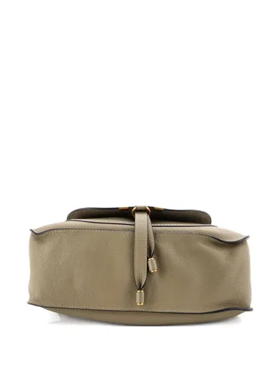 Pre-owned Chloé Marcie Leather Medium Satchel In Neutral