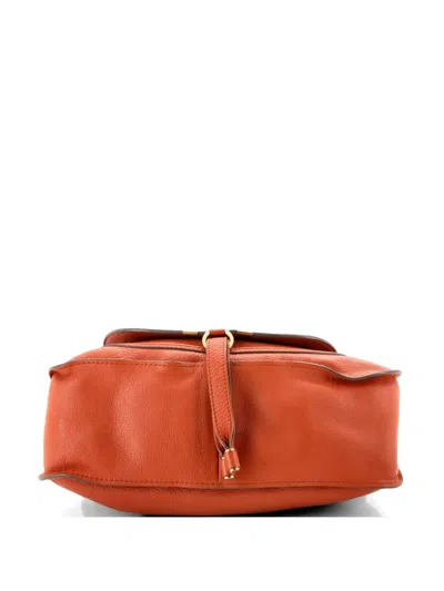 Pre-owned Chloé Marcie Leather Medium Satchel In Orange