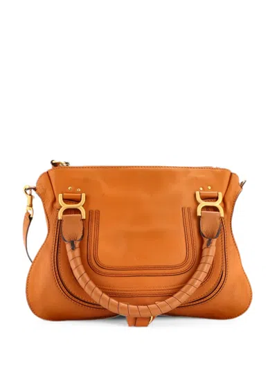 Pre-owned Chloé Marcie Leather Medium Satchel In Orange