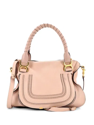 Pre-owned Chloé Marcie Leather Medium Satchel In Pink