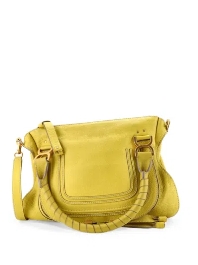 Pre-owned Chloé Marcie Leather Medium Satchel In Yellow