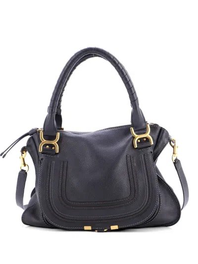 Pre-owned Chloé Marcie Leather Medium Shoulder Bag In Black