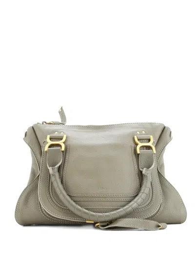Pre-owned Chloé Marcie Leather Medium Shoulder Bag In Green