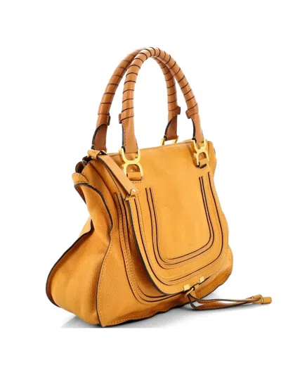 Pre-owned Chloé Marcie Leather Medium Shoulder Bag In Orange