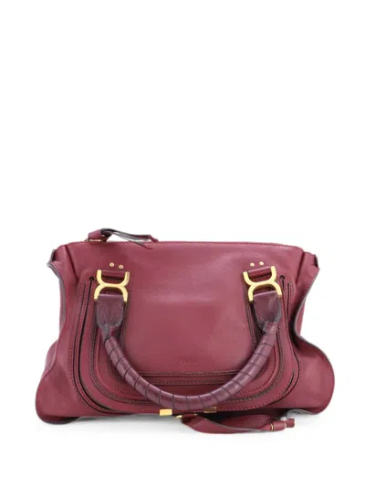 Pre-owned Chloé Marcie Leather Medium Shoulder Bag In Red