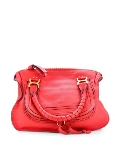 Pre-owned Chloé Marcie Leather Medium Shoulder Bag In Red