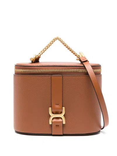 Chloé Marcie Leather Mini Bag In Brown