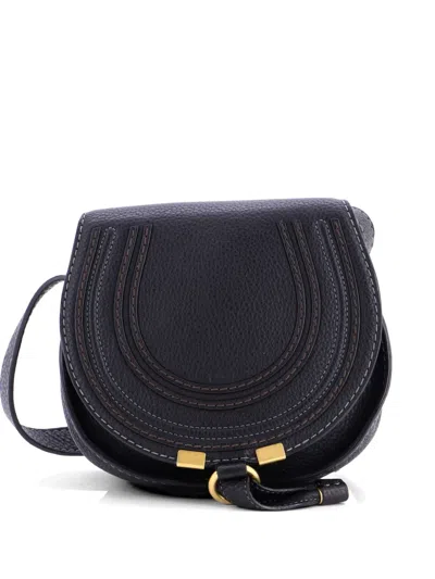 Pre-owned Chloé Marcie Leather Mini Crossbody Bag In Black