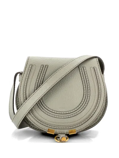 Pre-owned Chloé Marcie Leather Mini Crossbody Bag In Blue