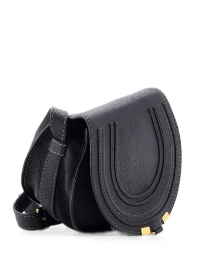 Pre-owned Chloé Marcie Leather Mini Crossbody Bag In Blue