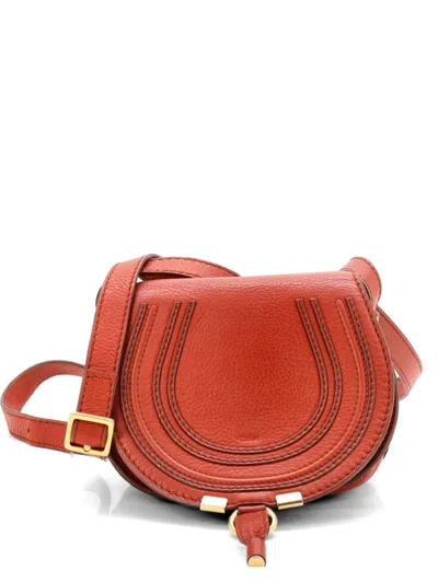 Pre-owned Chloé Marcie Leather Mini Crossbody Bag In Brown