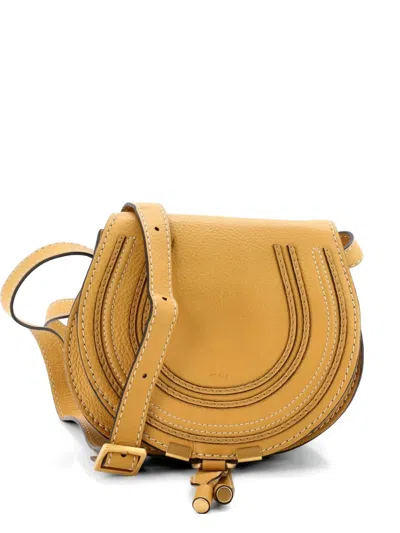Pre-owned Chloé Marcie Leather Mini Crossbody Bag In Gold