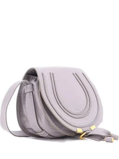 Pre-owned Chloé Marcie Leather Mini Crossbody Bag In Gray