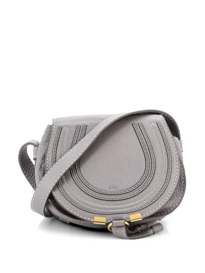 Pre-owned Chloé Marcie Leather Mini Crossbody Bag In Gray