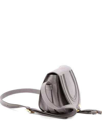 Pre-owned Chloé Marcie Leather Mini Crossbody Bag In Gray