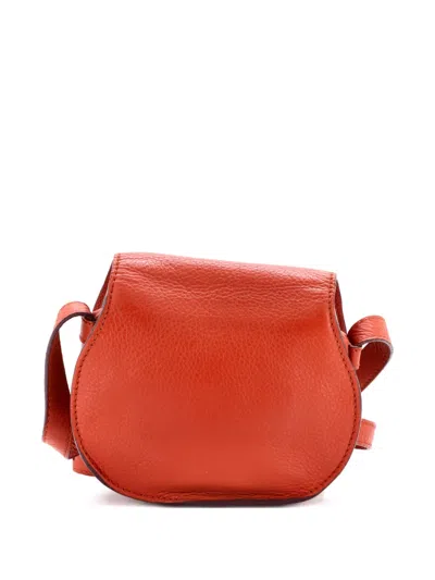 Pre-owned Chloé Marcie Leather Mini Crossbody Bag In Orange