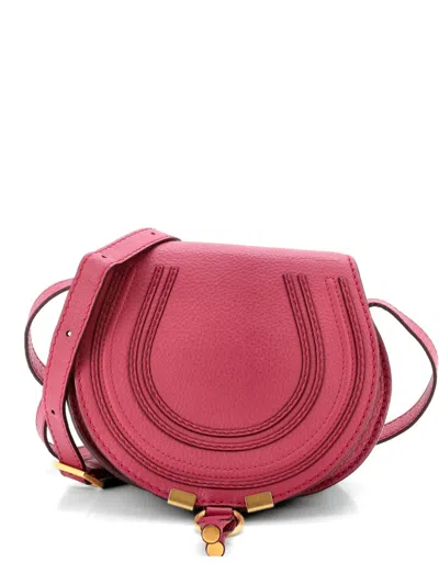 Pre-owned Chloé Marcie Leather Mini Crossbody Bag In Pink